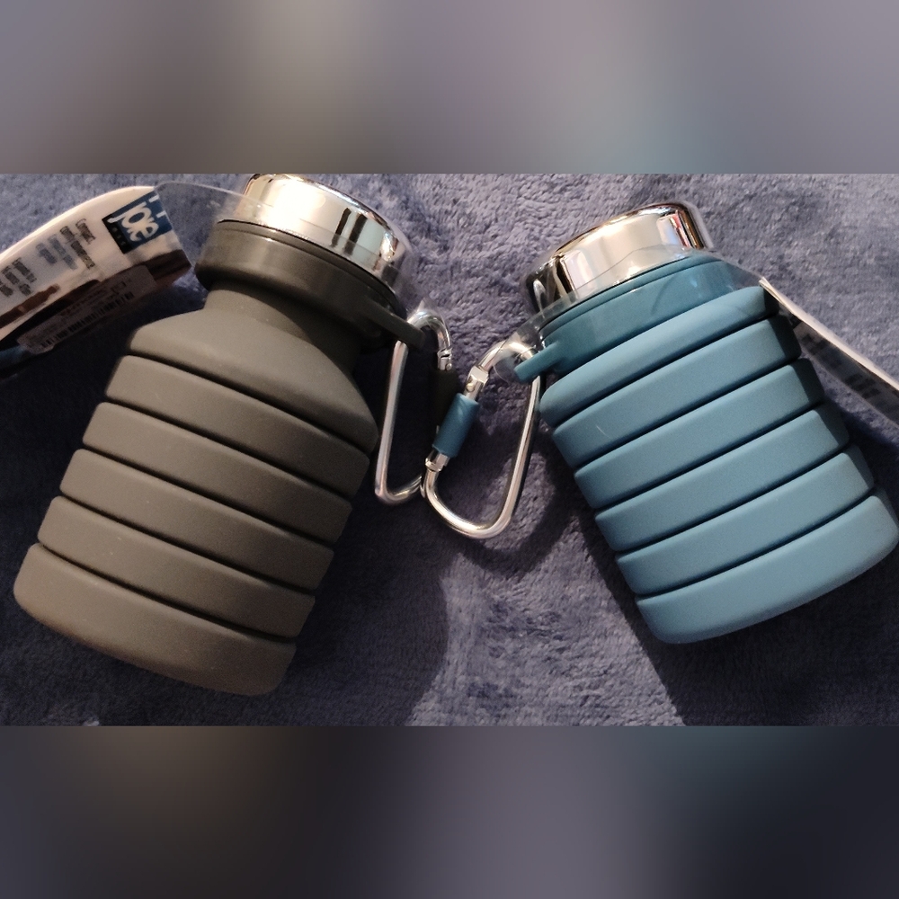 Joie Gray and Blue Collapsible Water Bottles